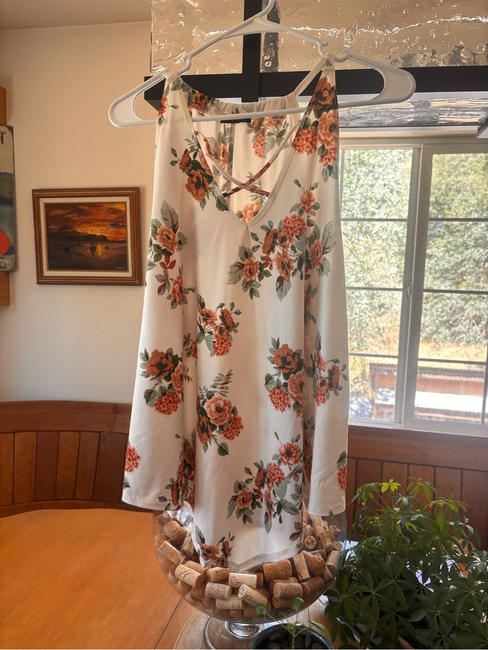 XL - White and pink floral tank top from the First Love.